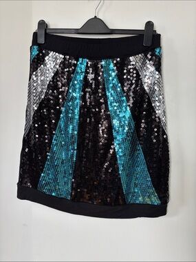 🎉4/30$🎉 MXM Sequin Mini Skirt Black & Teal – Size L/XL